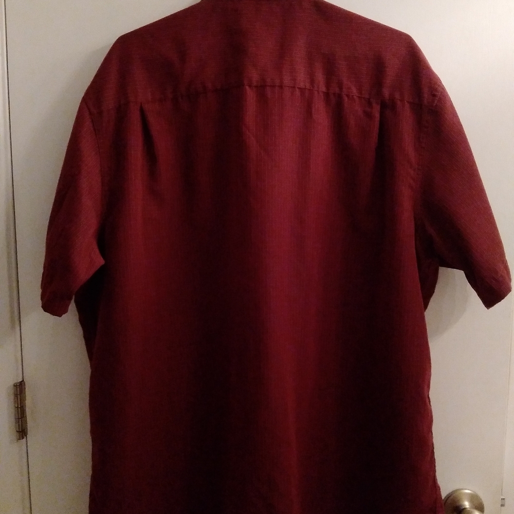 RED Macaw Men's casual button up shirt XL Deep red Front pocket with but… - Picture 2 of 11